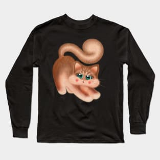 Red Hair Cat Stretching Long Sleeve T-Shirt